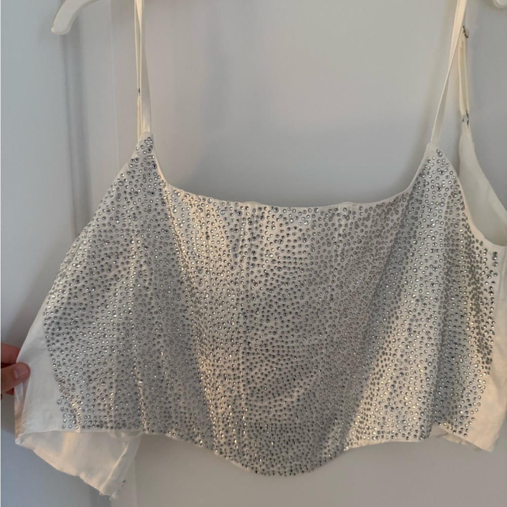 Silver Sparkle Corseted Crop Top